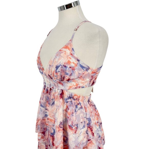 Fanco Cutout Tiered Sleeveless Maxi Dress Multicolor Pink Purple Size Medium NWT - Picture 4 of 12
